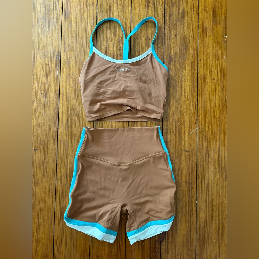 Vitality Women's Athletic Shorts - Brown and Blue